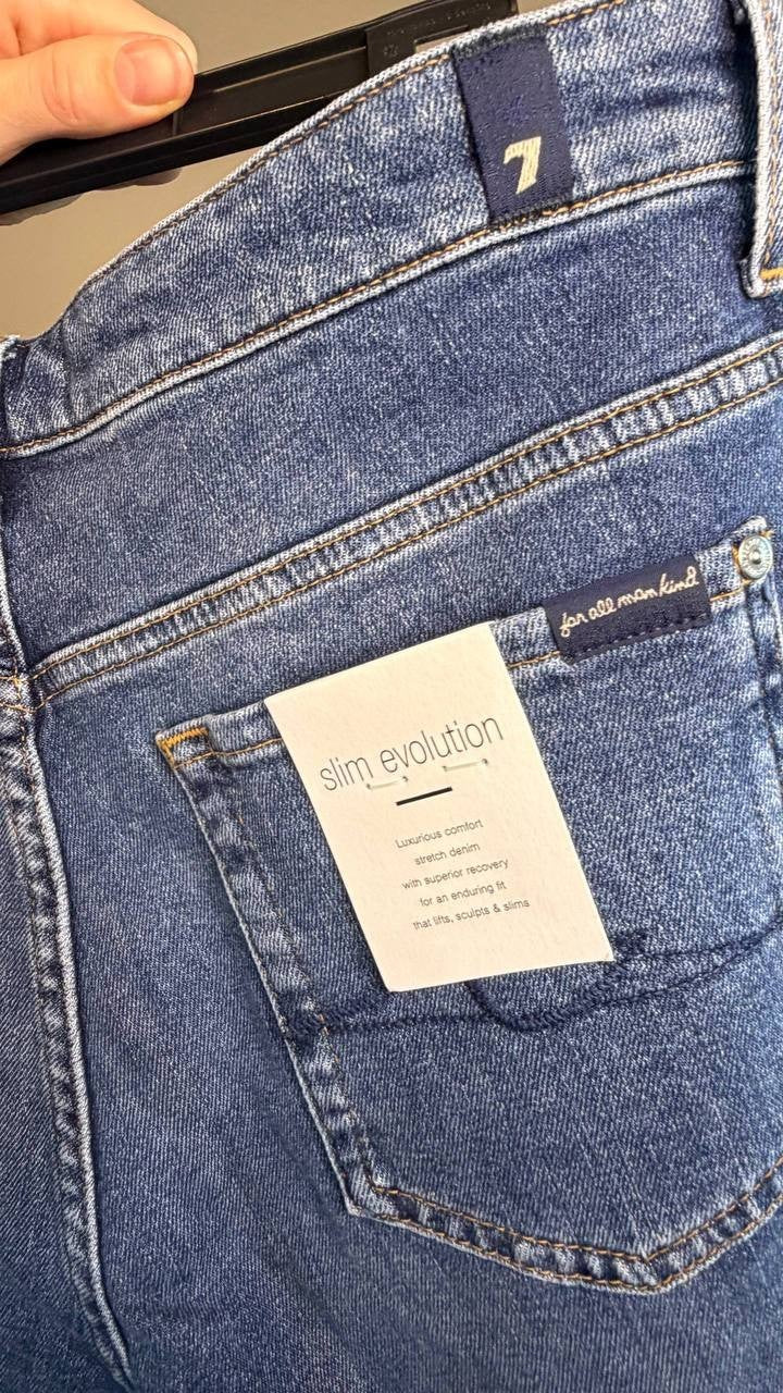 7 For All Mankind Mid Roll Denim Shorts Sea Star Dark Blue 31 NWT $88