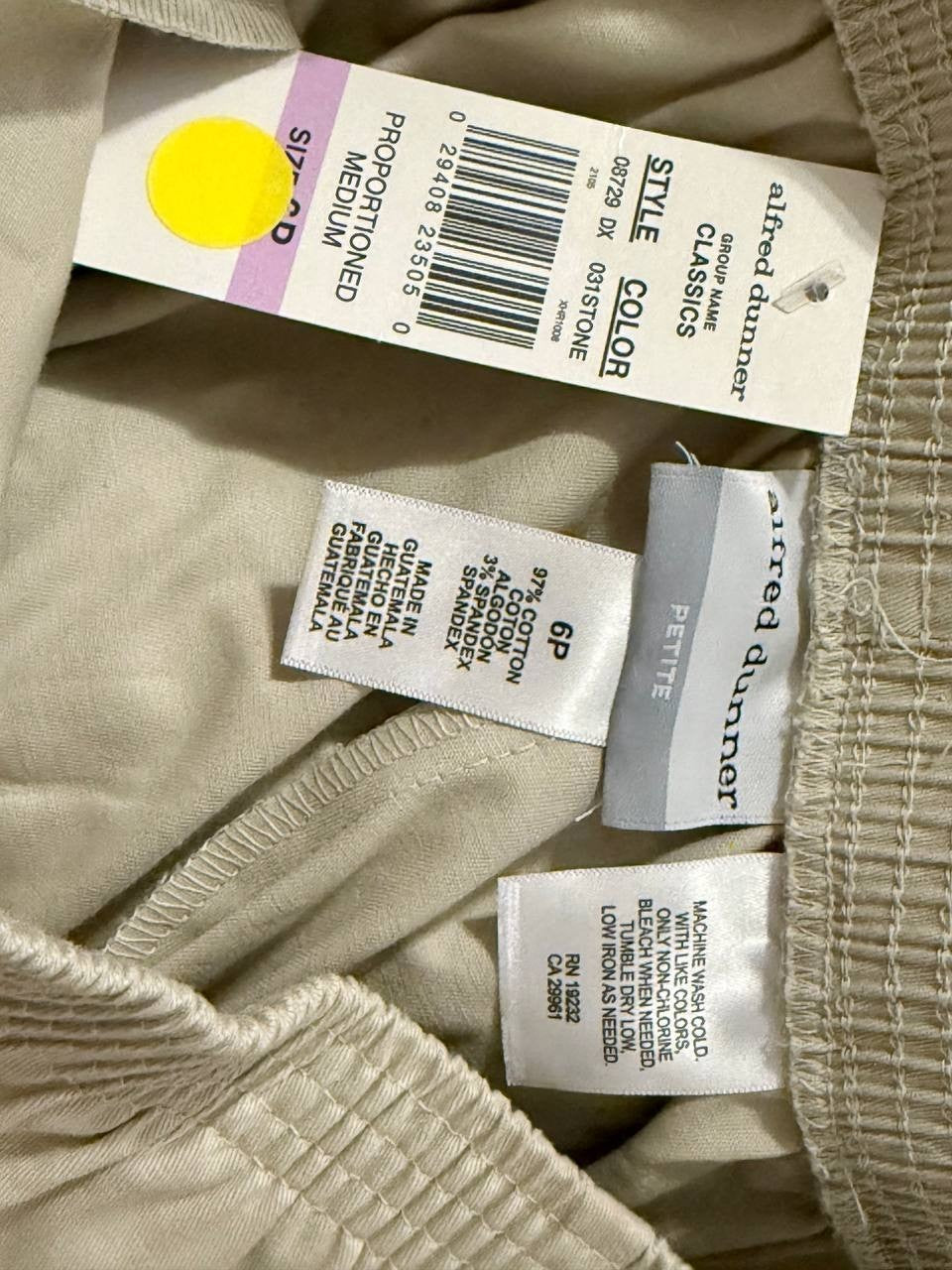 Alfred Dunner Classic Pull‑On Pants – Tan – Size 6P – NWT