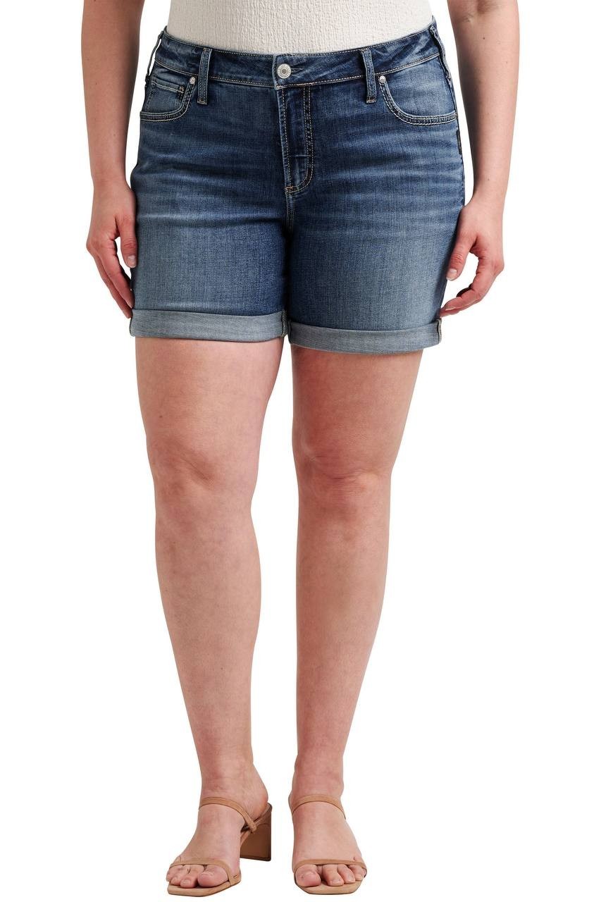 Silver Jeans Boyfriend Mid Rise Shorts Plus Size Indigo 12W NWT $89