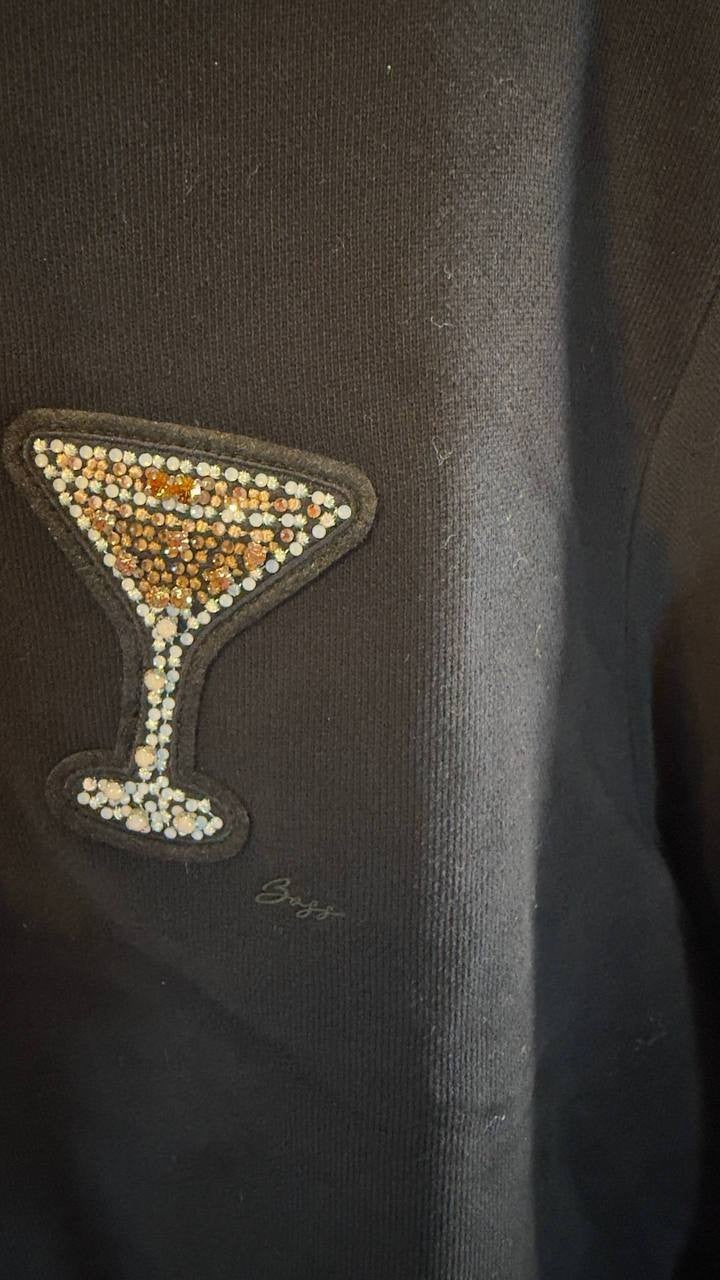 BOSS Orange Martini Appliqué Cotton Sweatshirt Black XL NWT $129