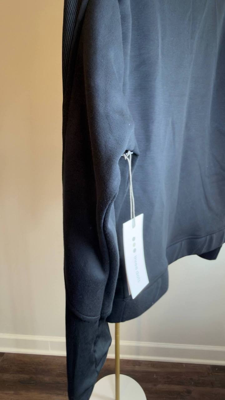 Three Dots Kendra Collared V‑Neck Long‑Sleeve Top Black XS NWT $88
