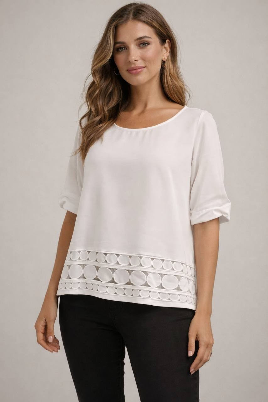 Vince Camuto White Cutout‑Hem Blouse XL Good Pre‑Owned Requires dry cleaning