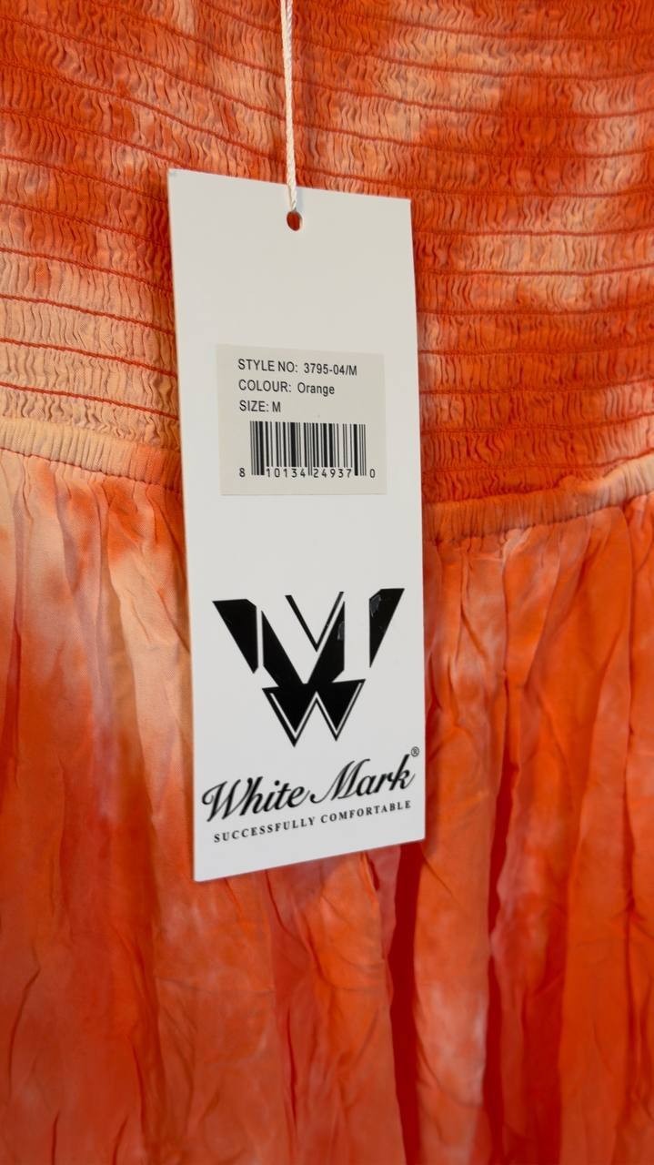 White Mark Square Neck Sleeveless Smocked Sundress Orange M NWT $84