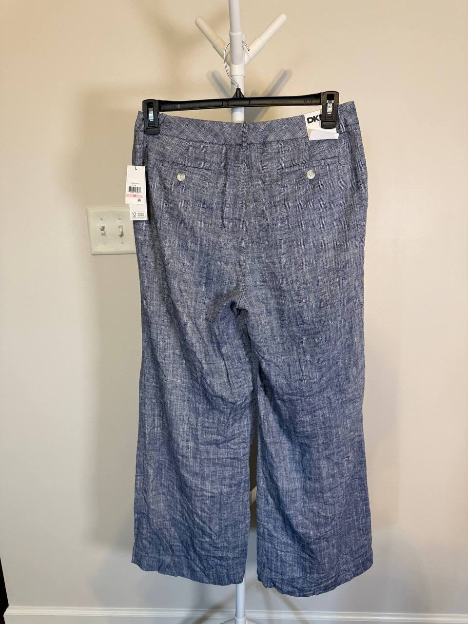 DKNY Petite High‑Rise Wide‑Leg Pants –Blue – Size 10P – NWT