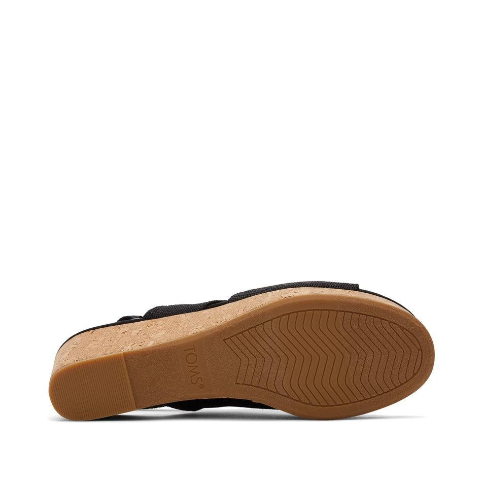 Toms Wedge Sandals 8.5 Black Textile Espadrille New in Box