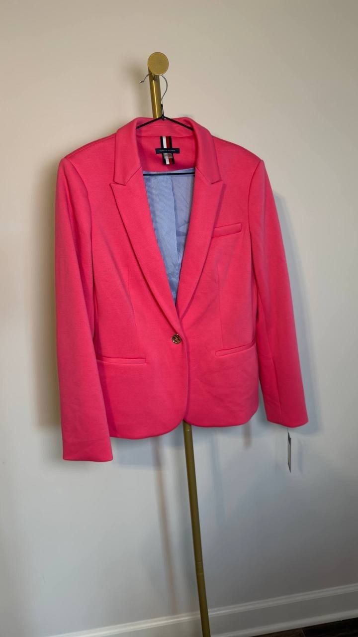 Tommy Hilfiger One-Button Blazer Rethink Pink 12 NWT $149