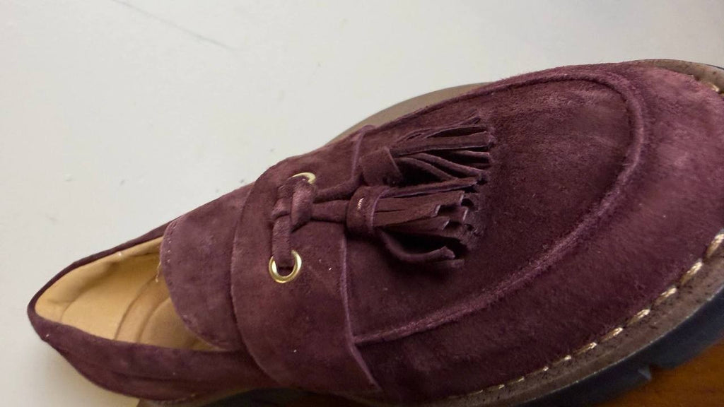 Easy Spirit Vienne eFlex Tassel Slip‑On Loafers Dark Red Suede 8M NWB MSRP $109