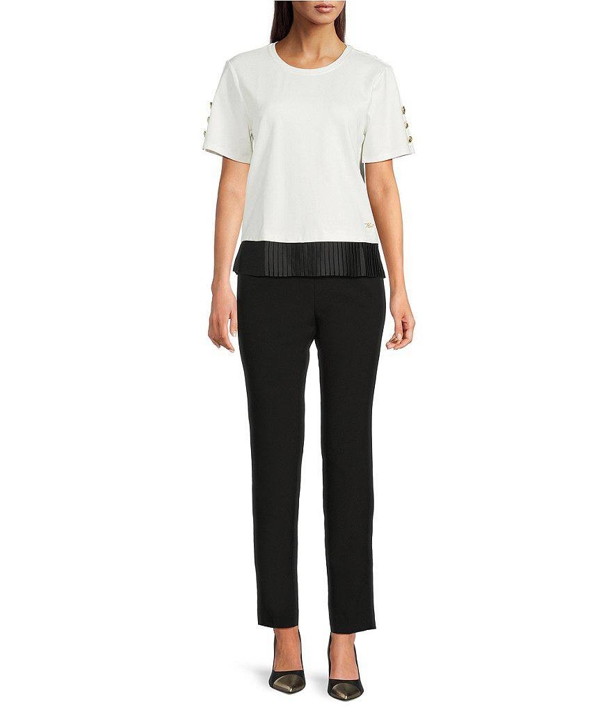 Karl Lagerfeld Paris Knit Crew‑Neck Short‑Sleeve Top – Size L/G – NWOT – $89