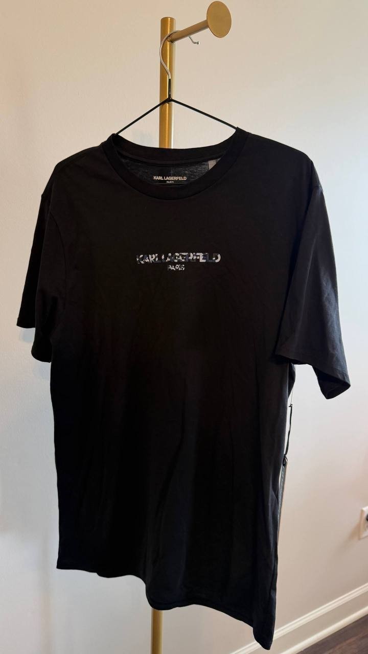 Karl Lagerfeld Paris Men’s Camo Logo Tee Black M $69 NWT