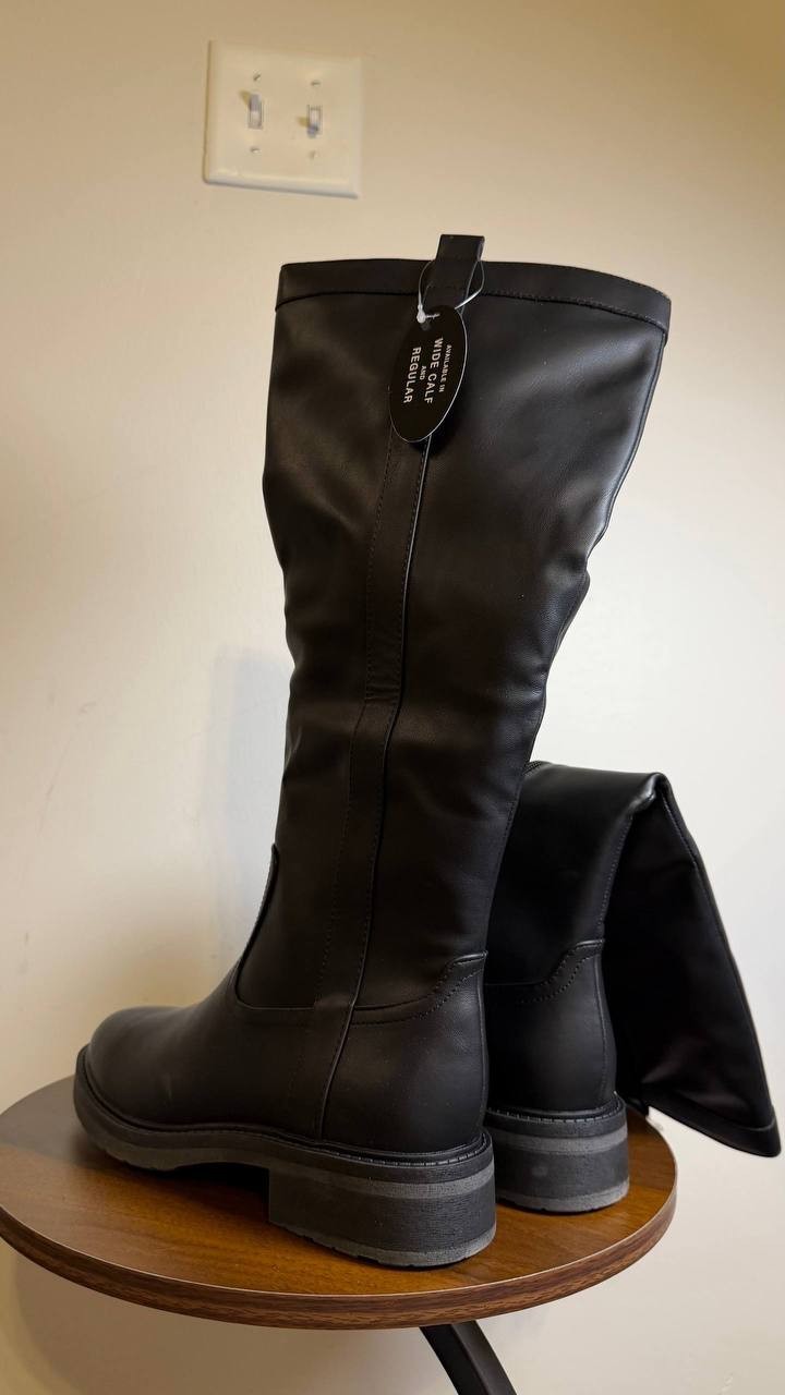 Style & Co Terryy Riding Boots 7.5M Black Tall Round Toe Zip NIB msrp$99.90