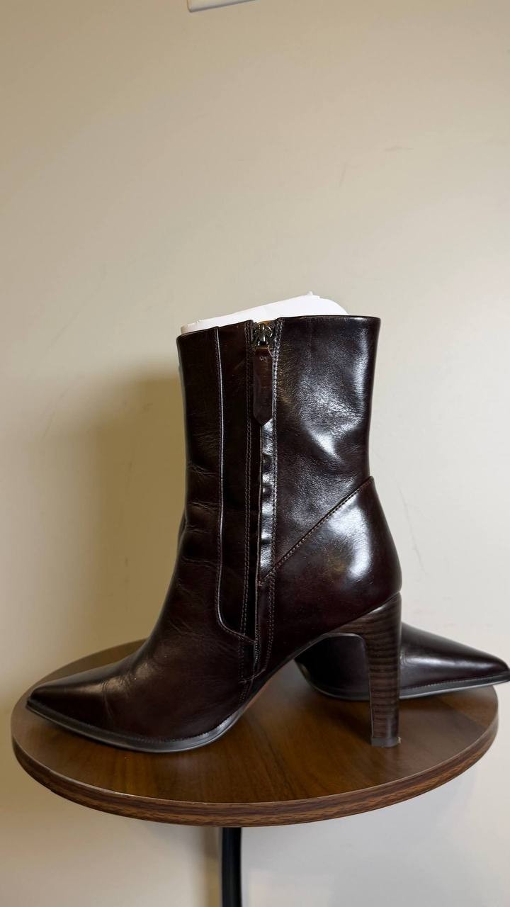 Franco Sarto Dark Brown Leather Dress Booties 8M NIB MSRP $215
