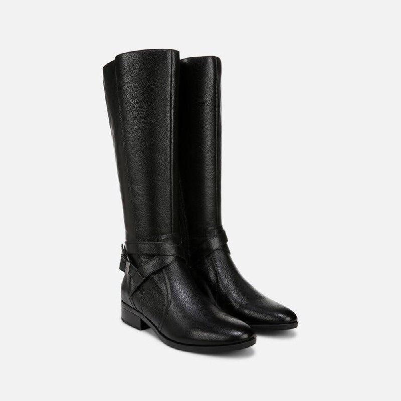 Naturalizer Rena 2 Boots 11W Black Leather Wide Calf Riding Style NIB msrp$325