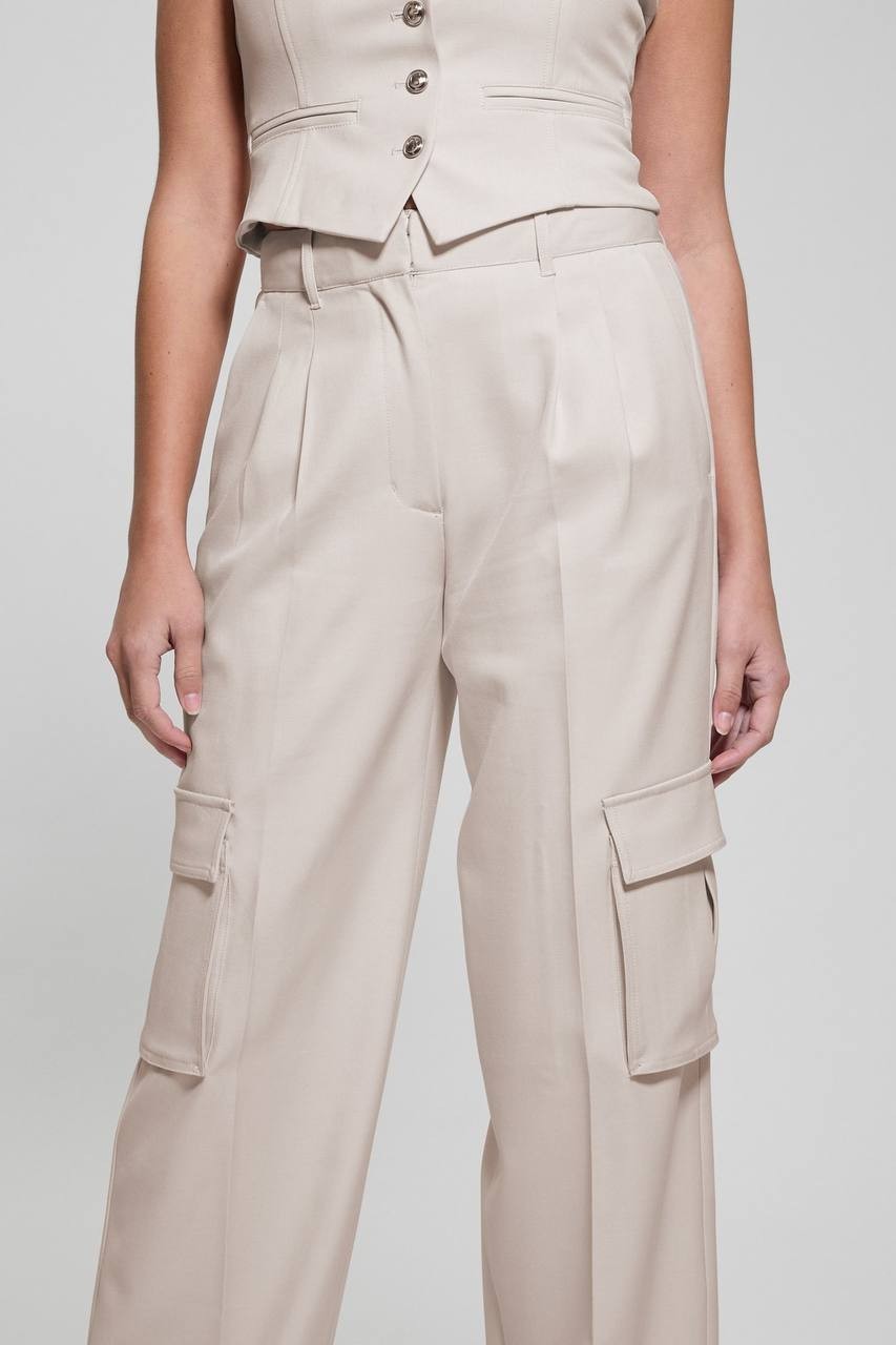 Guess Eco Matea Perfect Cargo Pants Muted Stone Lx32 NWT $148