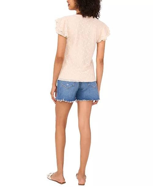 Vince Camuto Floral Lace V-Neck Top - Almond Beige XS, New with Tags NWT