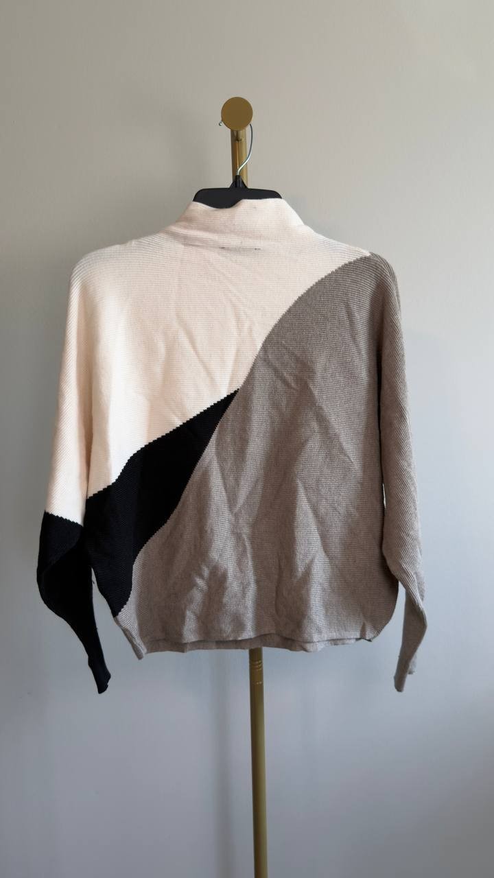 T Tahari Women’s Funnel‑Neck Dolman‑Sleeve Sweater Taupe Heather M NWT $78