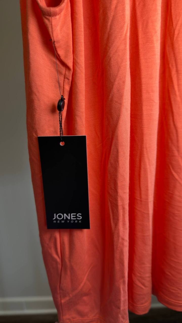 Jones New York Embroidered Halter Neck Tank Coral Sun XL NWT $69.50