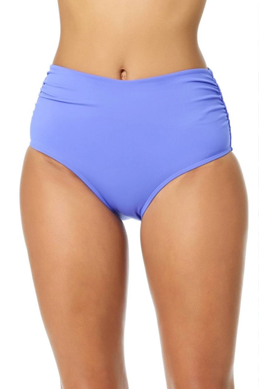 Anne Cole Periwinkle Convertible High Waist Shirred Swim Bottom S NWT $56