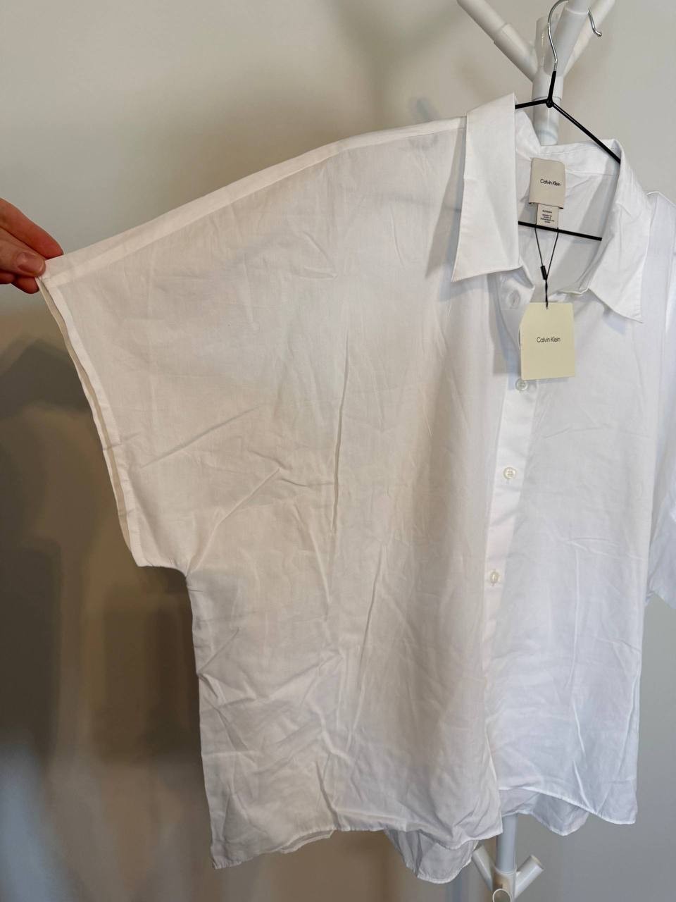 Calvin Klein Short‑Sleeve Button‑Up Shirt – White – Size XL – NWT – $89