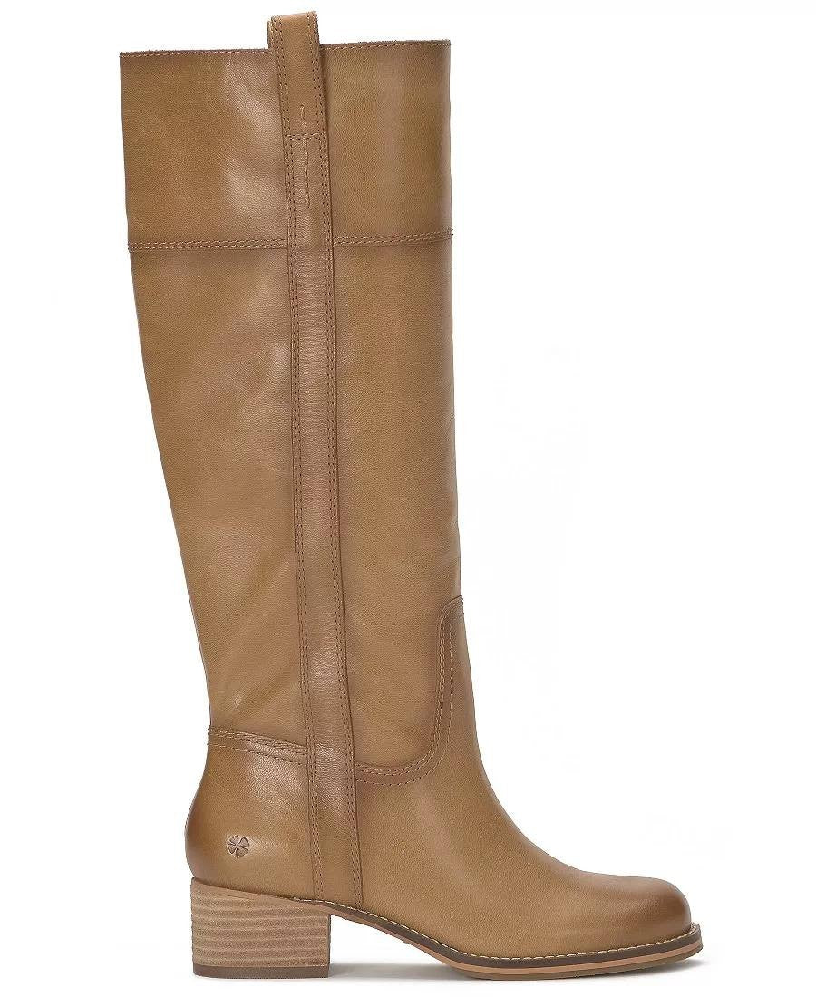 Lucky Brand Hybiscus Boots 10M Cream Leather Knee‑High Riding NIB msrp$229