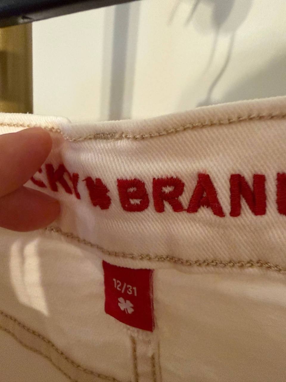 Lucky Brand Denim Cross‑Over Mini Skirt White Lies Size12/31 NWT msrp$89.50