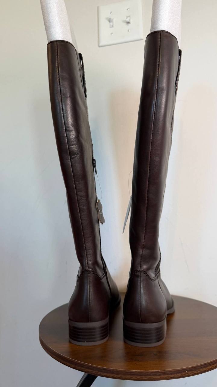 INC Fawne Women’s Leather Knee High Boots Chocolate 9W Leather $189.90 NWOB