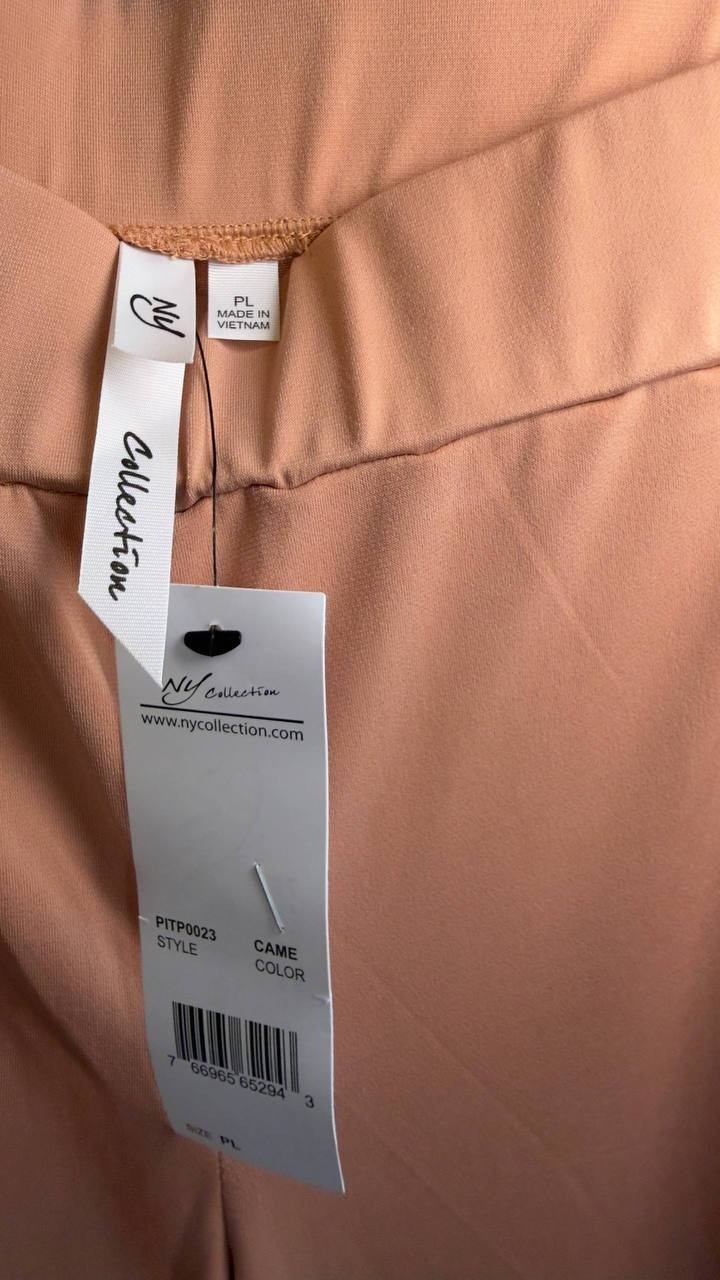 NY Collection Petite Pull‑On Wide‑Leg Palazzo Pant Camel PL NWT $44