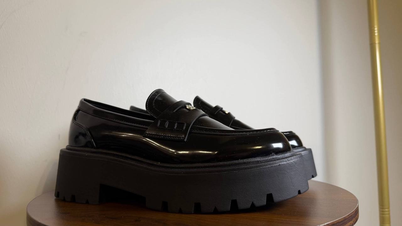 Madden Girl Calistaa Platform Lug Sole Penny Loafers Black 7.5 NWB