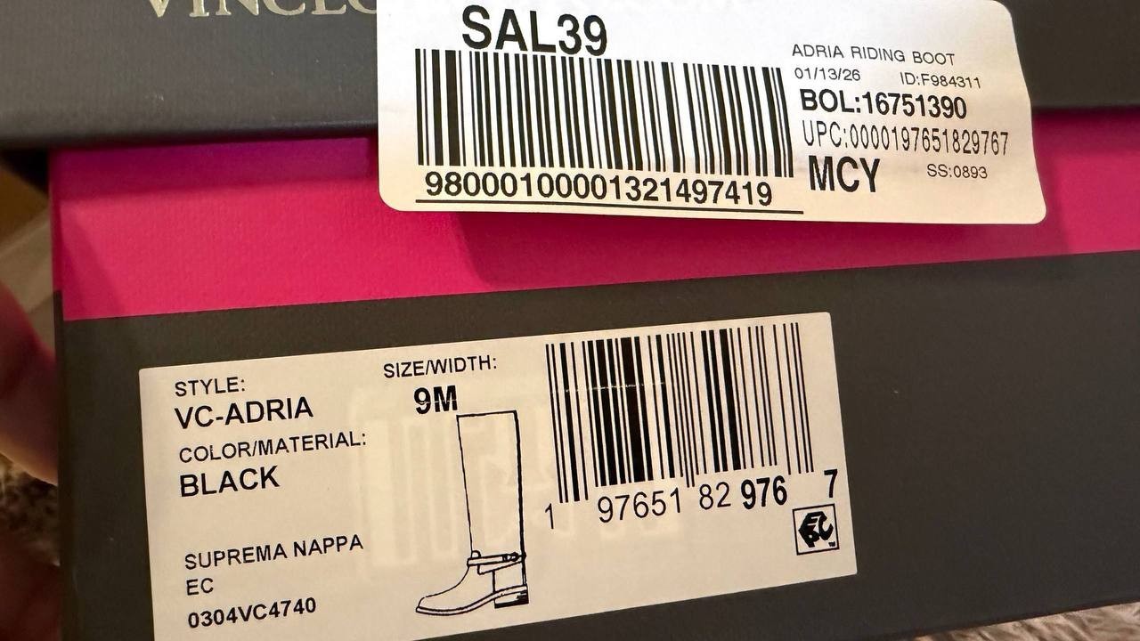 Vince Camuto Adria Boots 9M Black Leather Knee‑High Riding NIB msrp$259