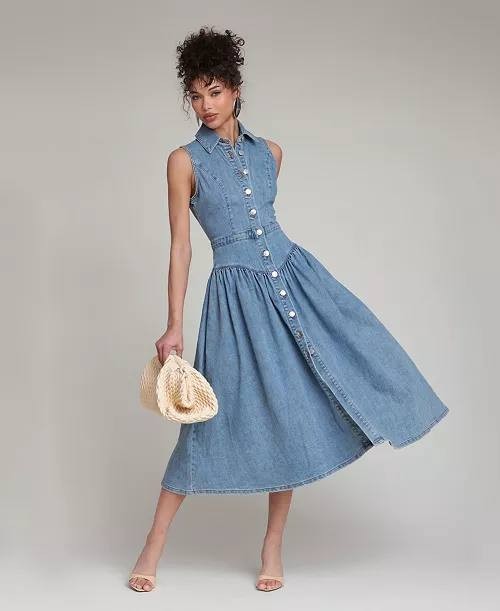 Avec Les Filles Spread Collar Snap-Front Midi Dress Satin Wash 8 NWOT $169