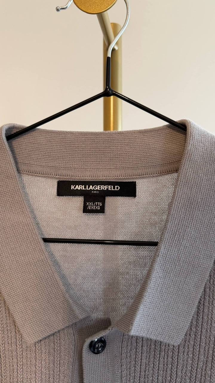 Karl Lagerfeld Paris Men’s Knit Cardigan Polo Shirt XXL $99 NWT