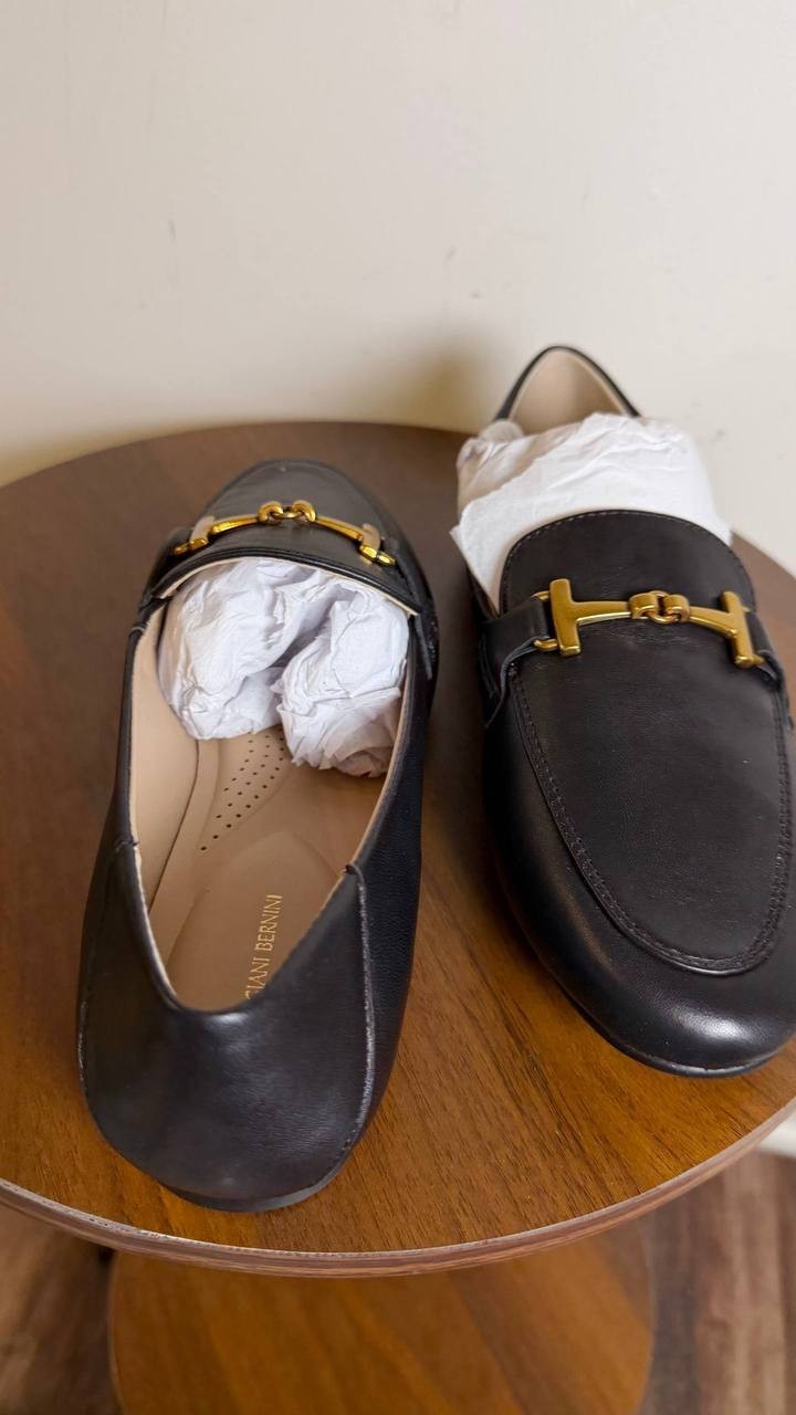 Giani Bernini Beckhamm Leather Tailored Loafers Black 7M NWB $89.90