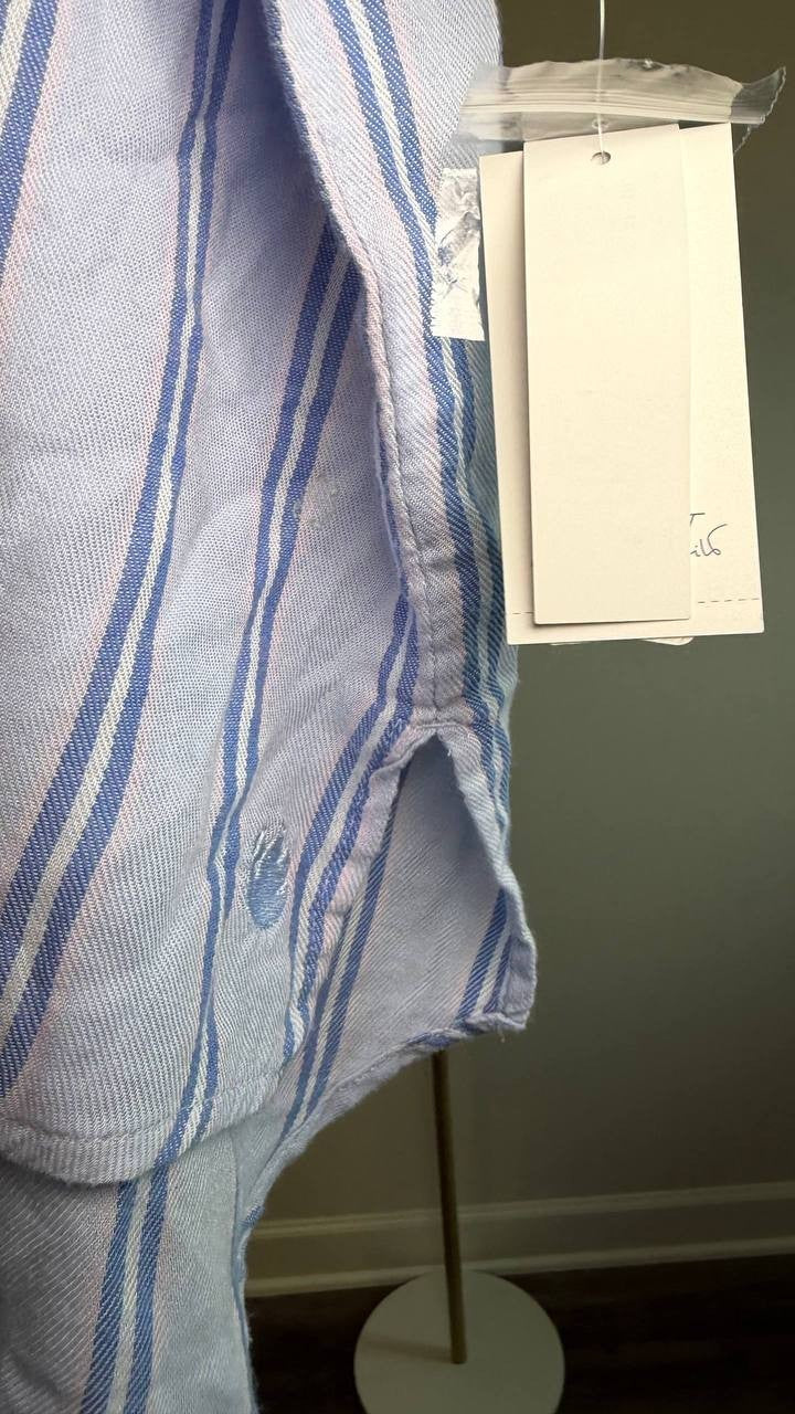 Gloria Vanderbilt Plus Size Short Sleeve Woven Shirt Blue 1X NWT $48