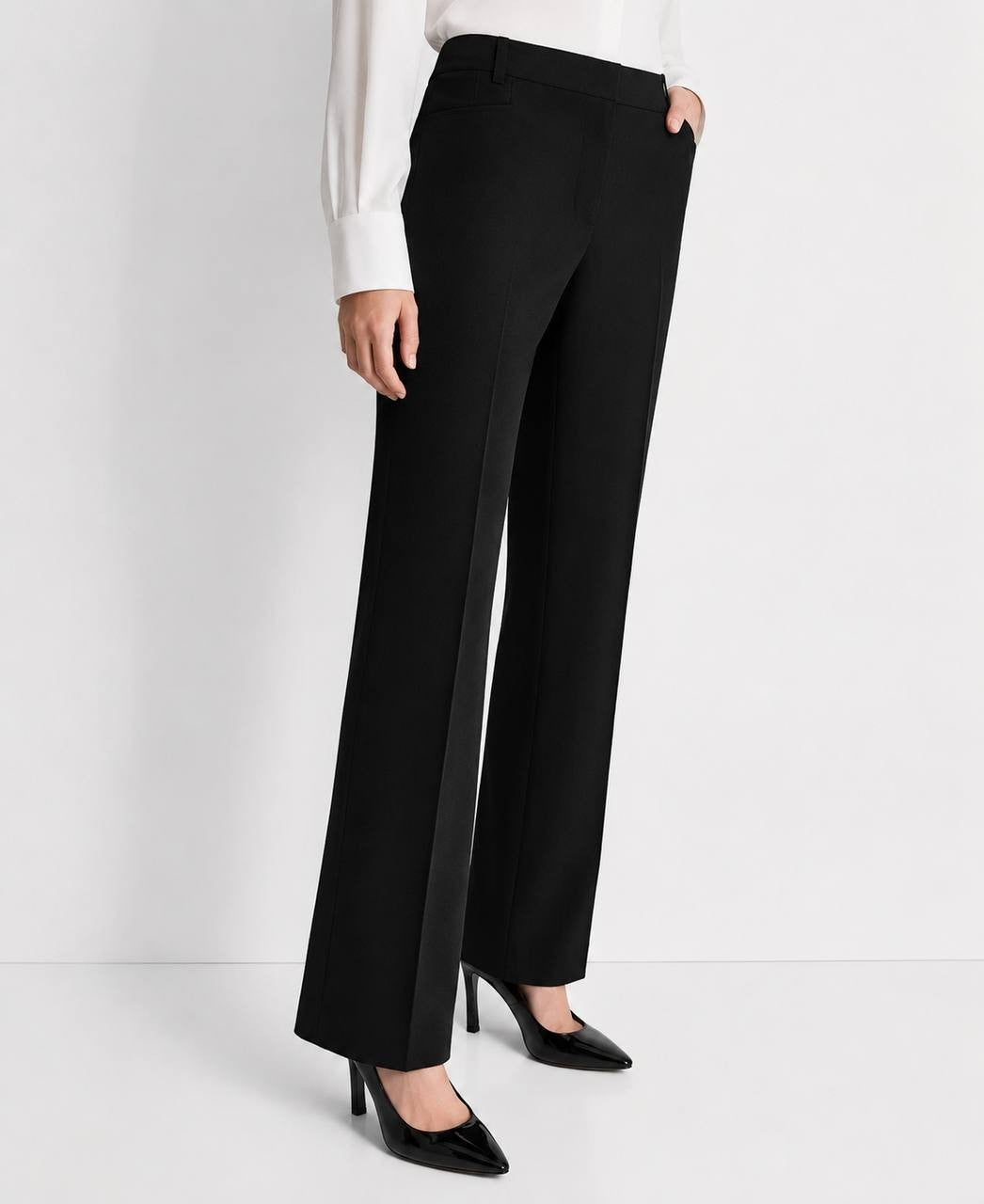 DKNY Mid-Rise Straight-Leg Pants Black 8 NWOT $79.98