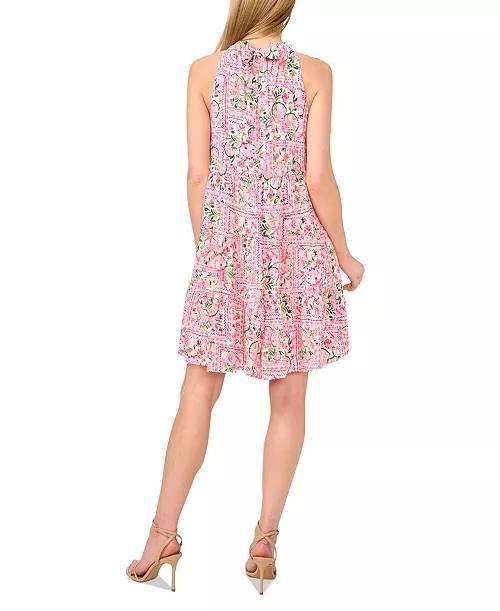 CeCe Printed Tiered Halter Minidress Pink Multicolor Size L NWT $129 – Chic Part