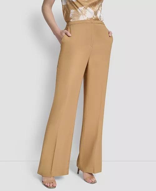 DKNY High‑Rise Sueded Canvas Pants Whiskey 12 NWT $99