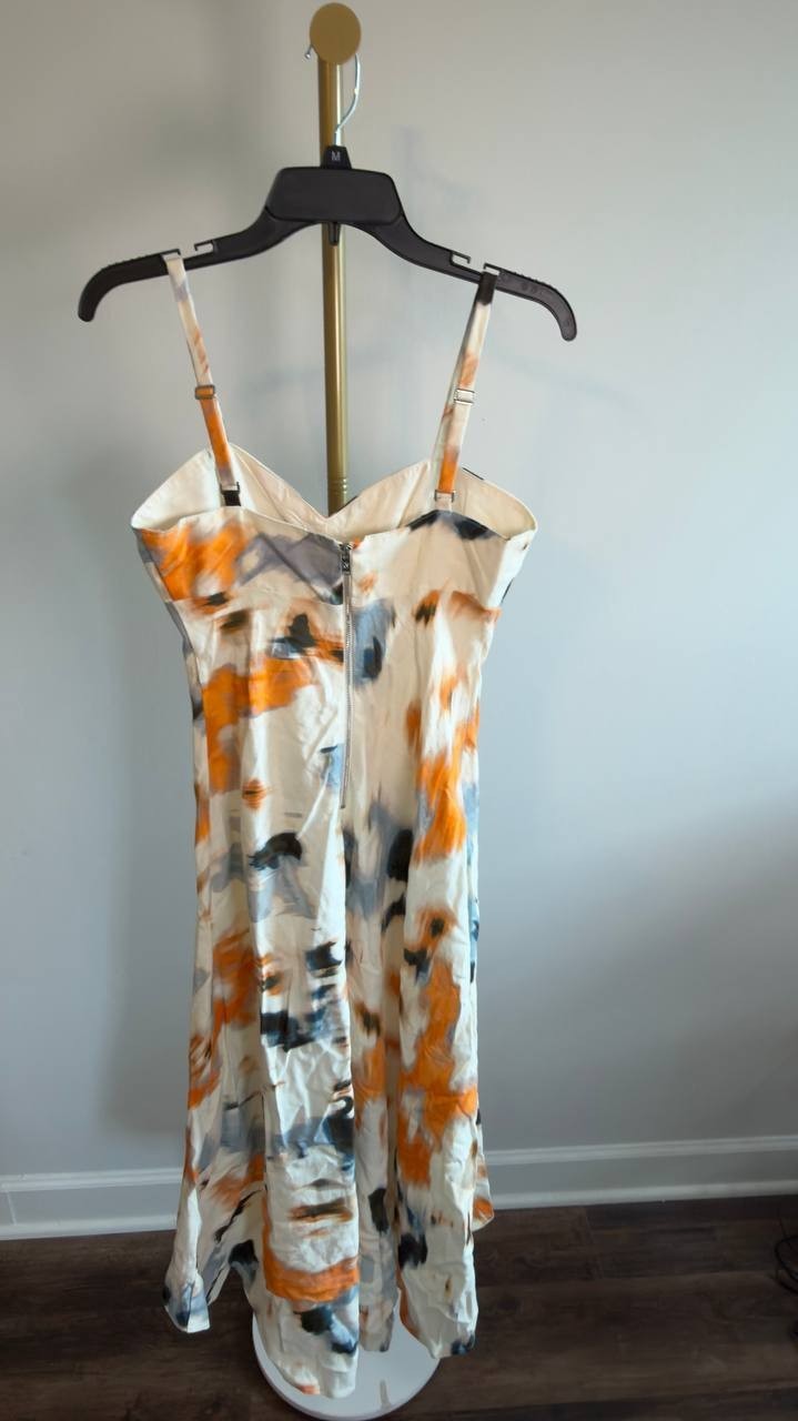 DKNY Sleeveless Printed High‑Low Midi Dress 2 Sunburst Floral NWT $159