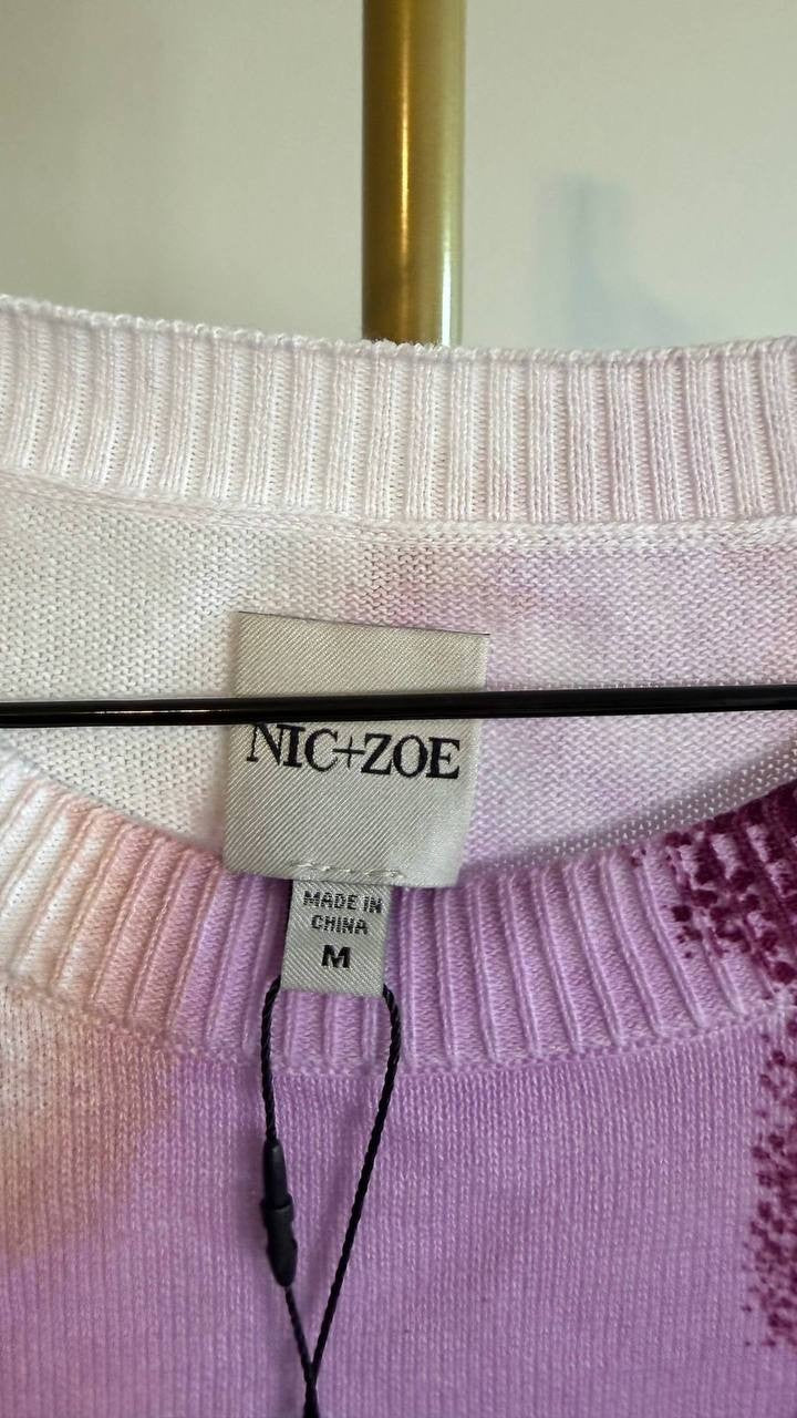 NIC+ZOE Women’s Blossom Blur Cotton Sweater Multicolor M $169 NWT