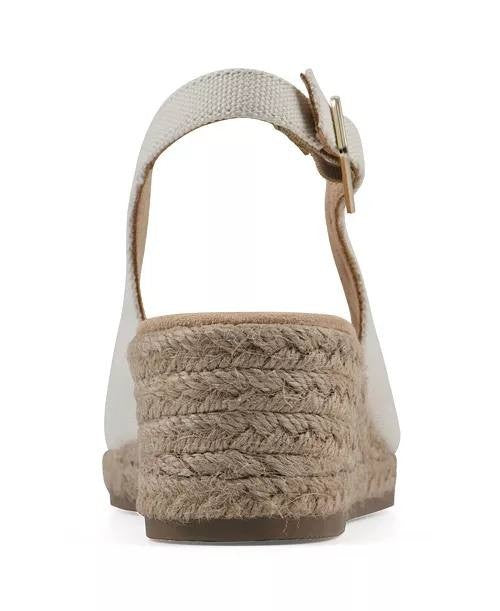 White  Mountain  Wedge  Sandals  White  Fabric  7.5W  New  $89