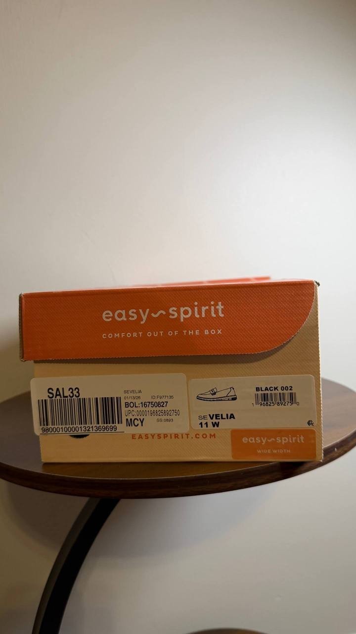 Easy Spirit Velia Loafers 11W Black Leather Slip‑On Comfort NIB msrp$89