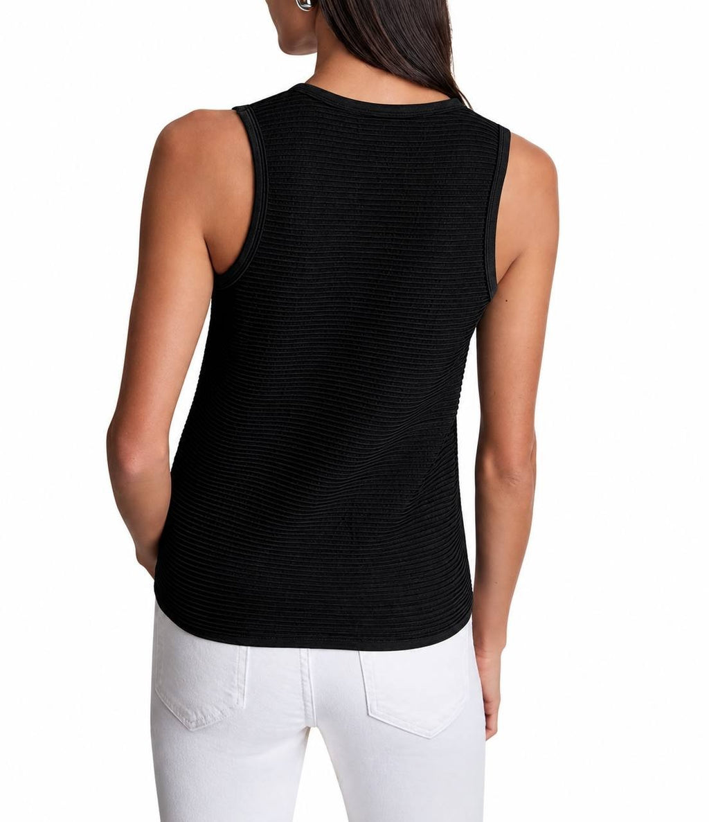 DKNY Sleeveless Textured Knit Racerback Tank Top Black XS NWT $69