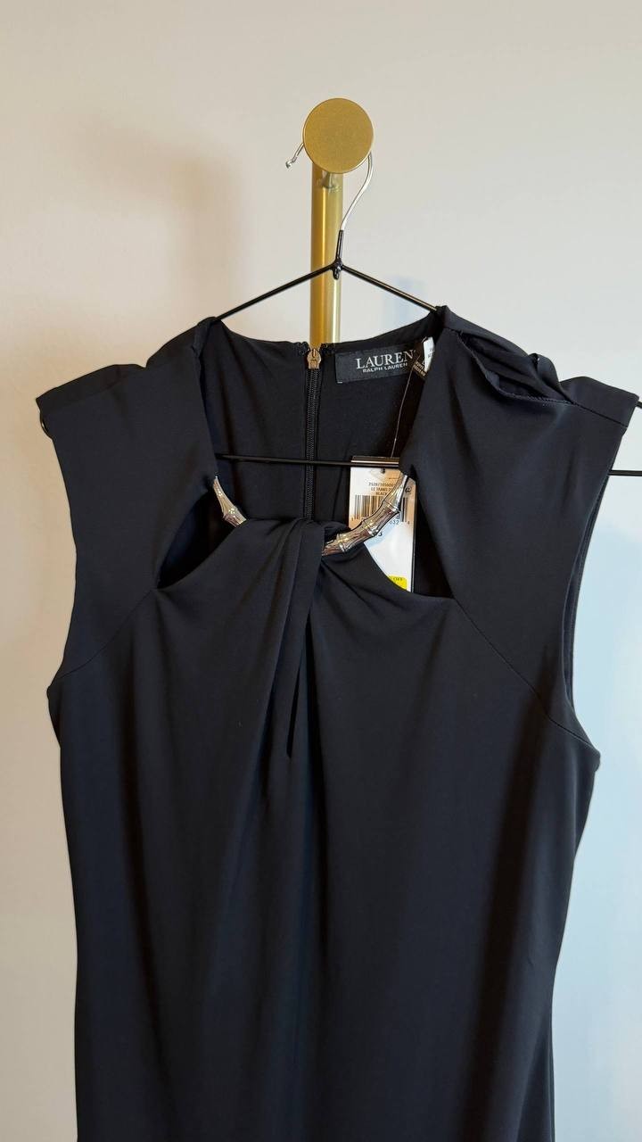 Lauren Ralph Lauren Cutout Jersey Cocktail Dress Black 8 NWT $195