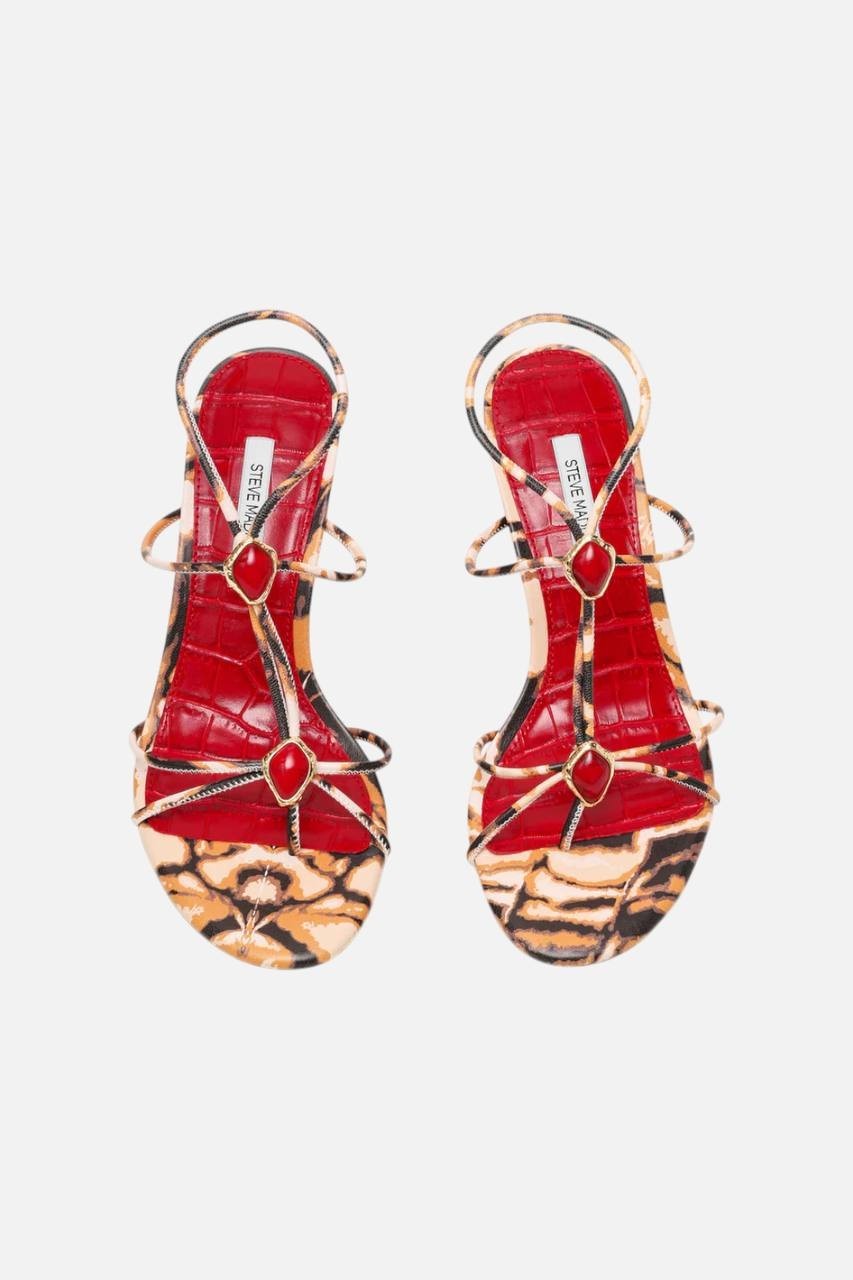 Steve  Madden   Heeled  Sandals  Red/Brown   8M  New  With Box  $130