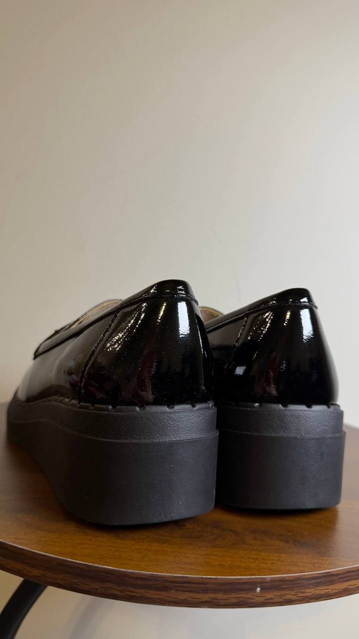 LifeStride Dolce Loafers 8W Black Faux Patent Wedge Comfort NIB msrp$89.99