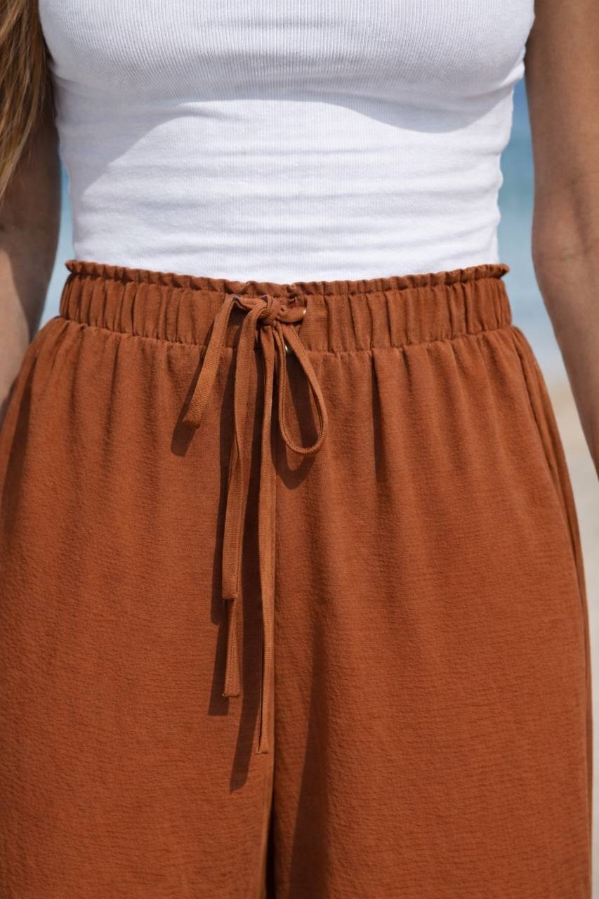 Cupshe Brown Drawstring Wide Leg Pants XL NWT Summer Casual Lightweight