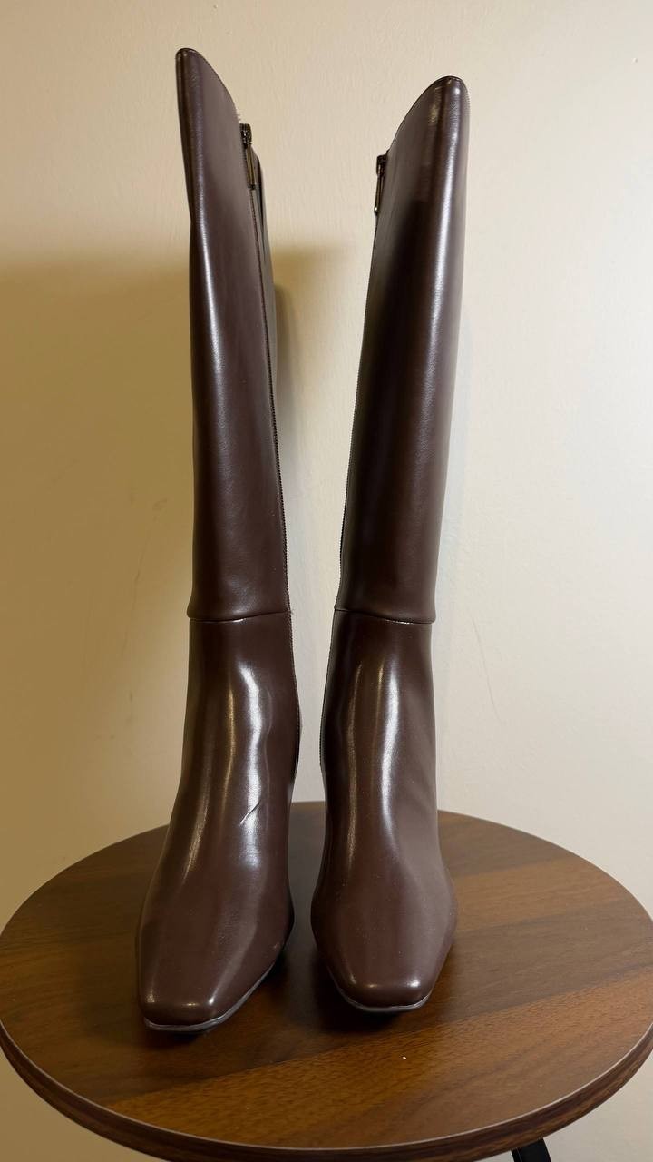 Anne Klein Perfektion Boots 6 Black Man‑Made Knee‑High Snip Toe NIB msrp$159