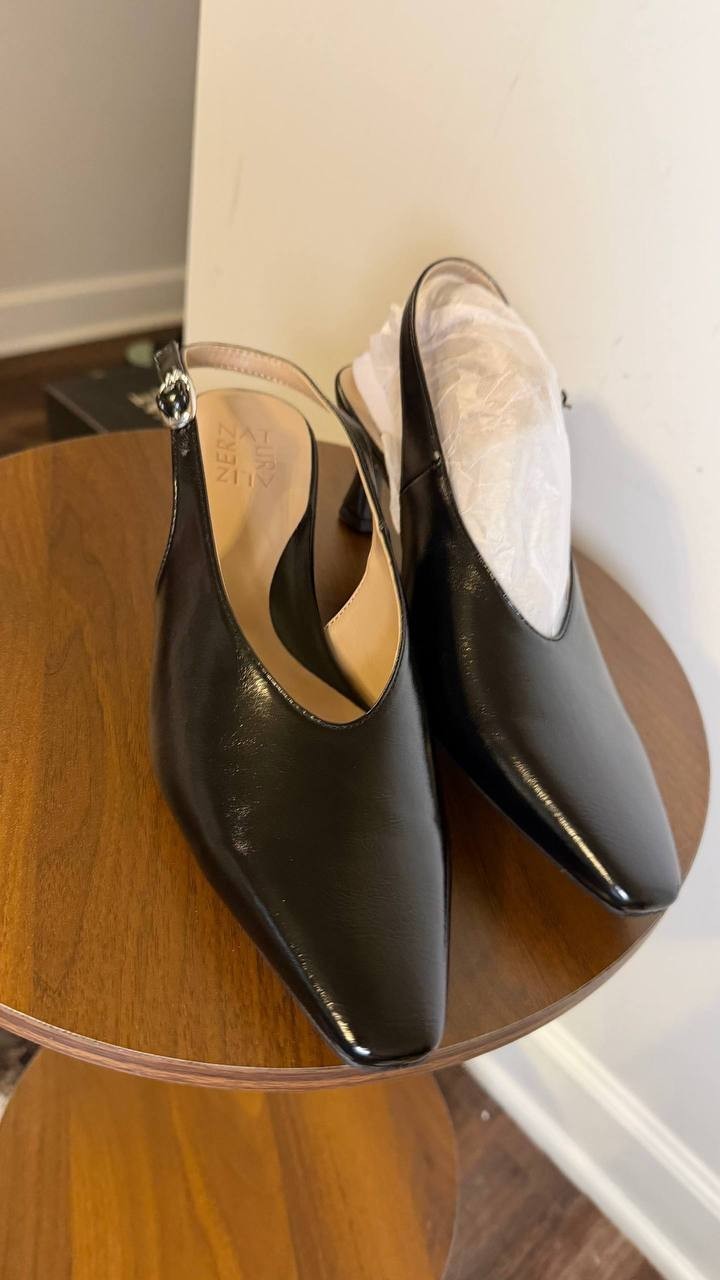 Naturalizer Black Synthetic Slingback Heels 8.5W NIB MSRP $109.99