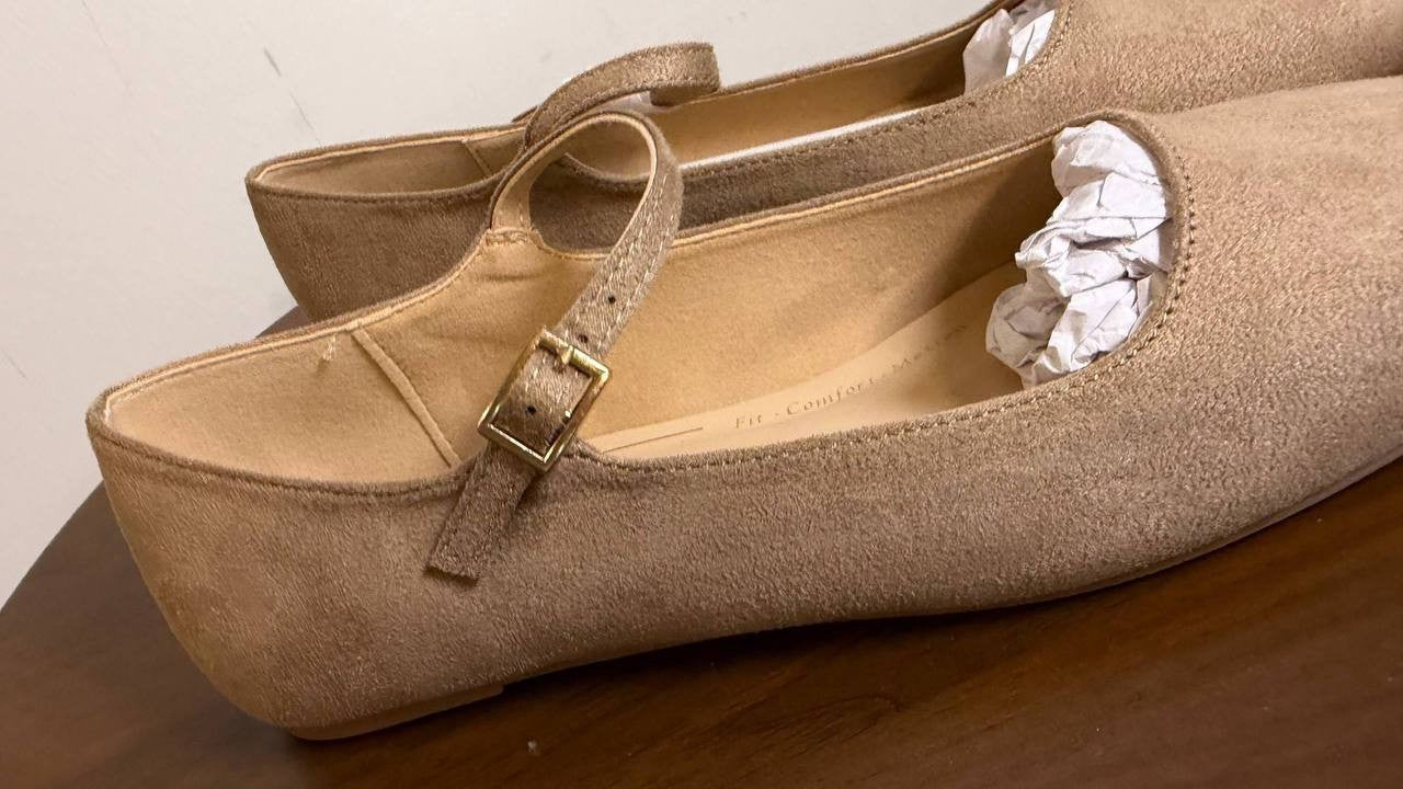 Journee Collection Taupe Polyurethane Mary Jane Flats 6.5 New w/o Box $71.99