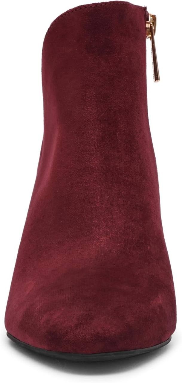 Anne Klein Annabelle Notch Ankle Dress Booties Burgundy 9M Heeled Booties NWB