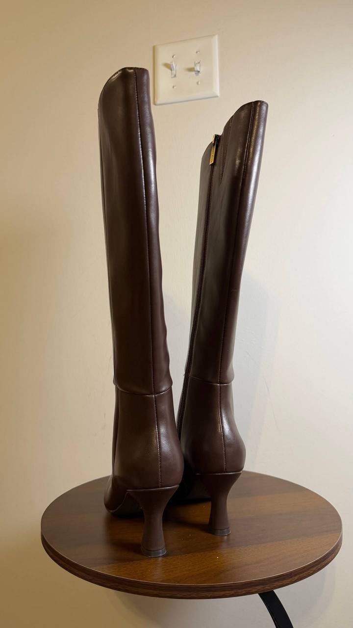 Anne Klein Perfektion Boots 6 Black Man‑Made Knee‑High Snip Toe NIB msrp$159