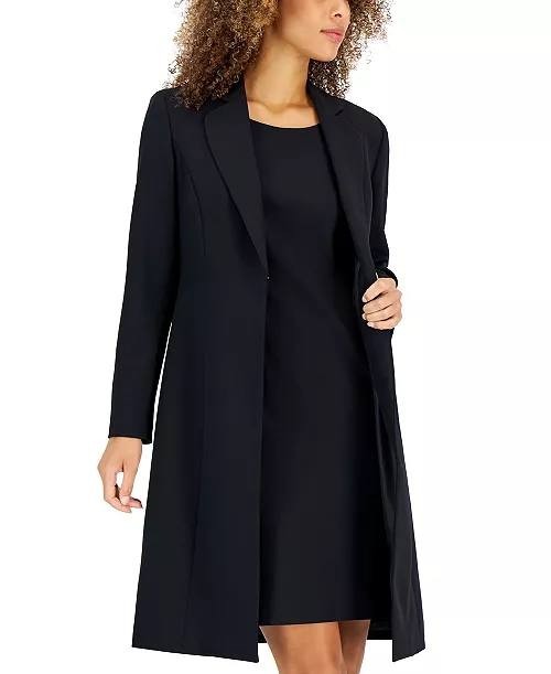 Le Suit Crepe Topper Jacket &amp; Sheath Dress 2-Piece Set Black 16P Petites